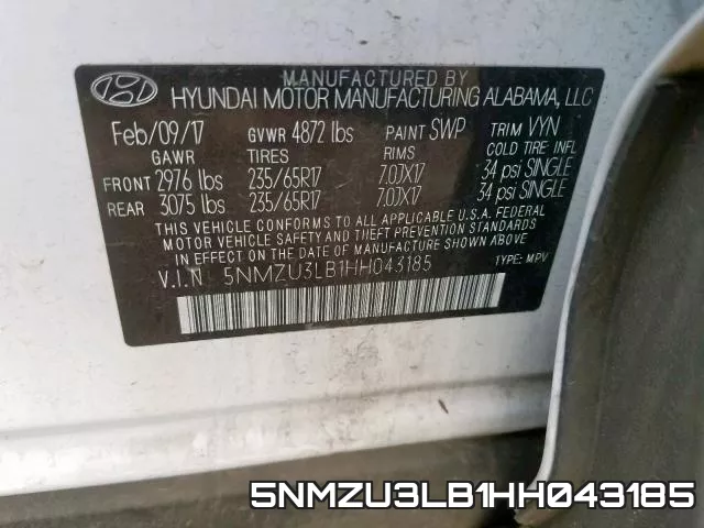 5NMZU3LB1HH043185