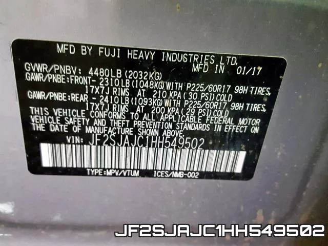JF2SJAJC1HH549502