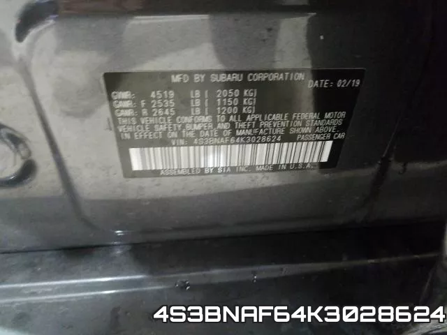 4S3BNAF64K3028624