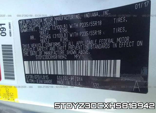 5TDYZ3DCXHS818942