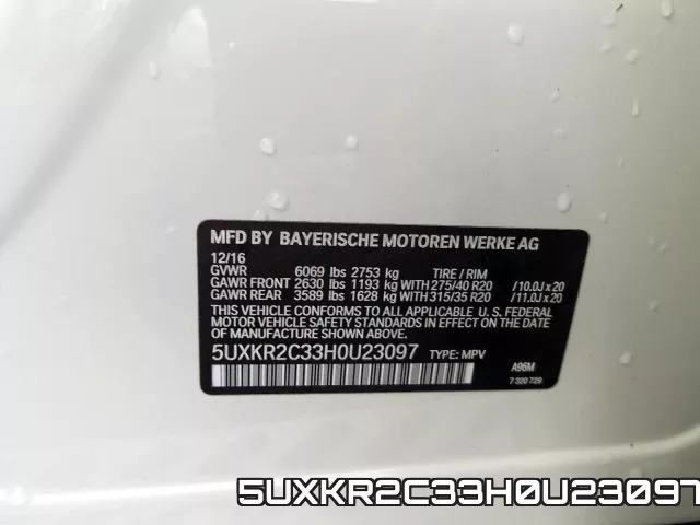 5UXKR2C33H0U23097