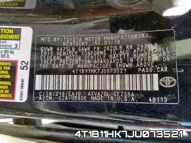 4T1B11HK7JU073521