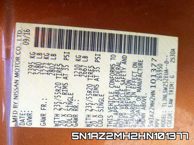 5N1AZ2MH2HN101377