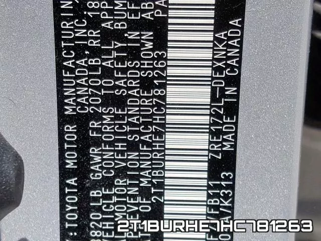2T1BURHE7HC781263