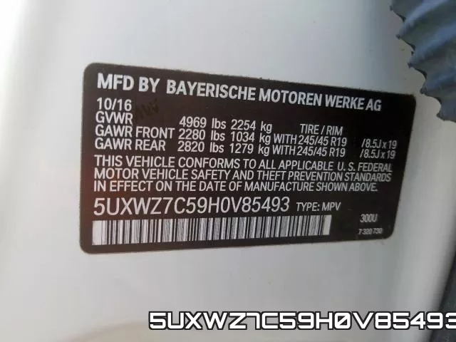 5UXWZ7C59H0V85493
