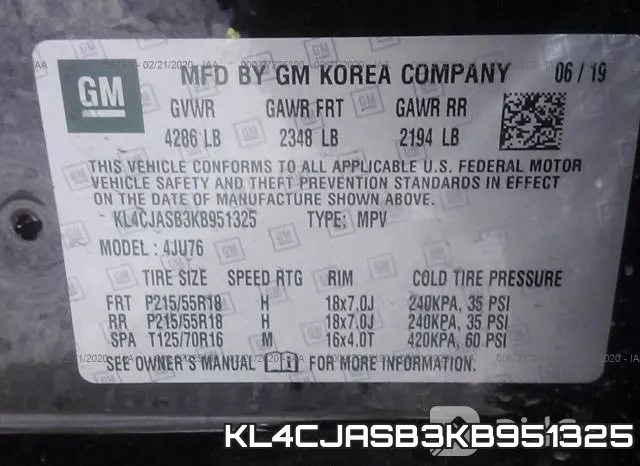 KL4CJASB3KB951325