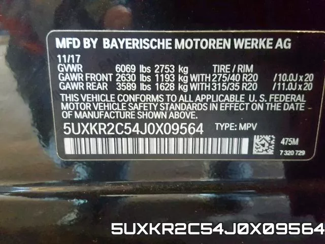 5UXKR2C54J0X09564