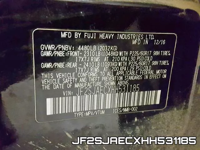 JF2SJAECXHH531185