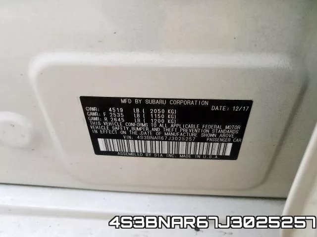 4S3BNAR67J3025257