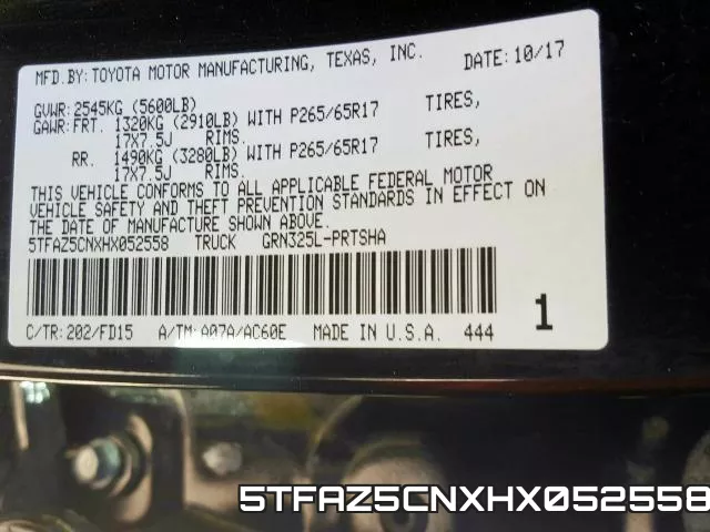 5TFAZ5CNXHX052558