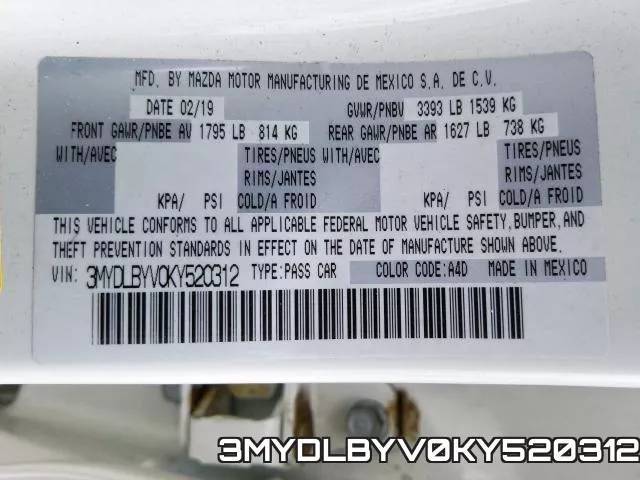 3MYDLBYV0KY520312