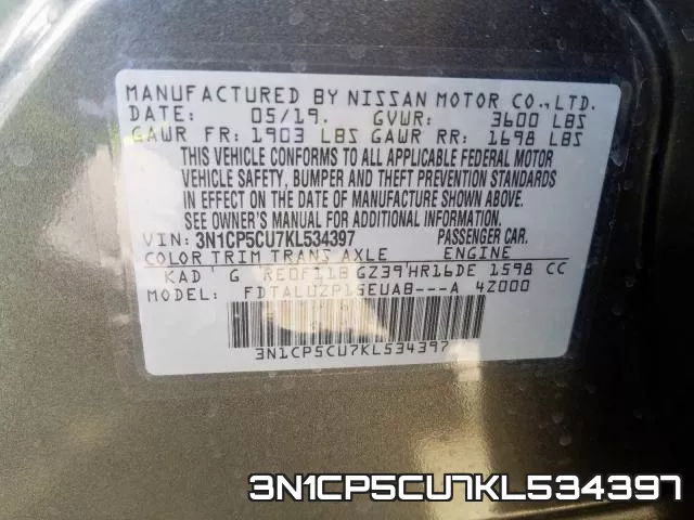 3N1CP5CU7KL534397