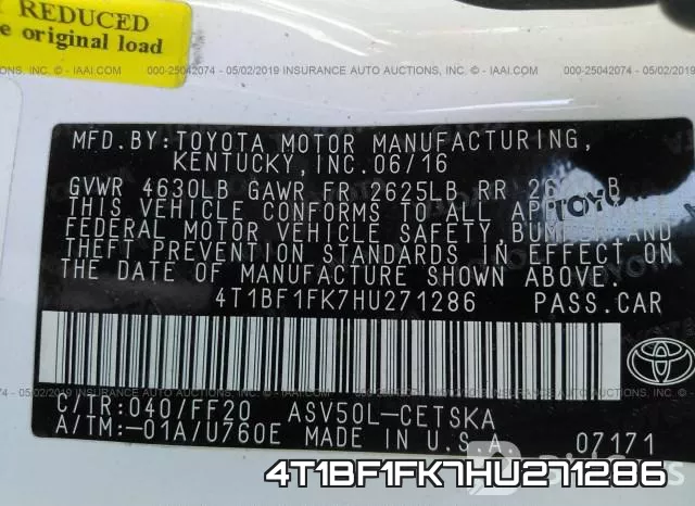 4T1BF1FK7HU271286