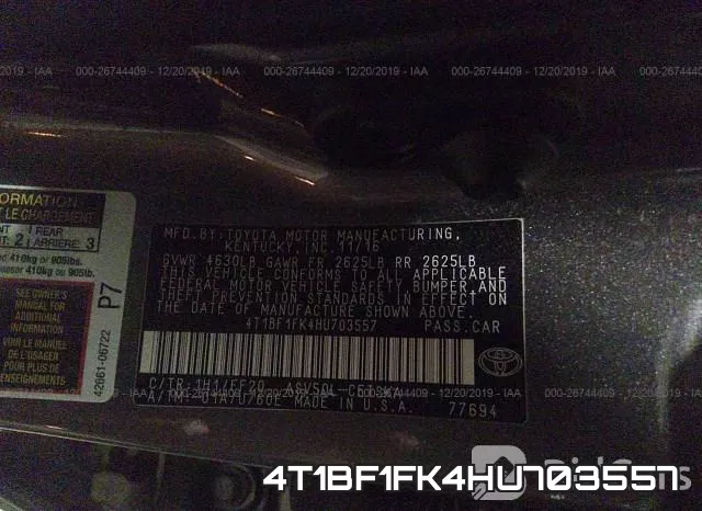 4T1BF1FK4HU703557
