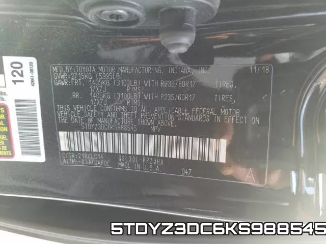 5TDYZ3DC6KS988545