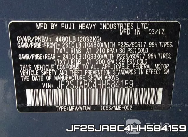 JF2SJABC4HH584159