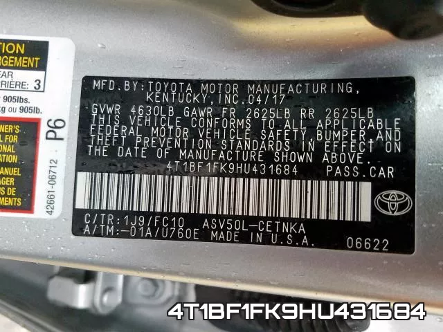 4T1BF1FK9HU431684