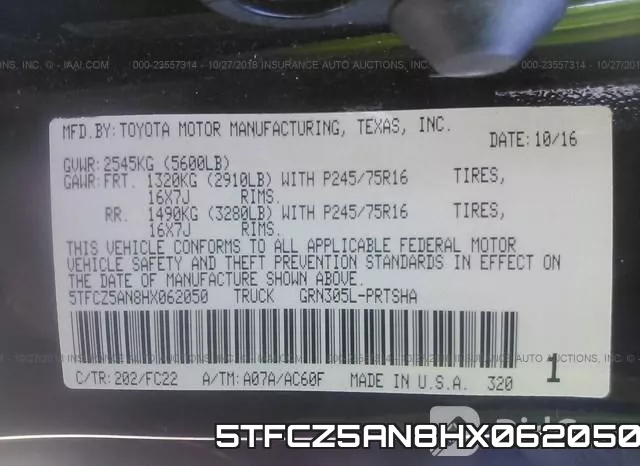 5TFCZ5AN8HX062050