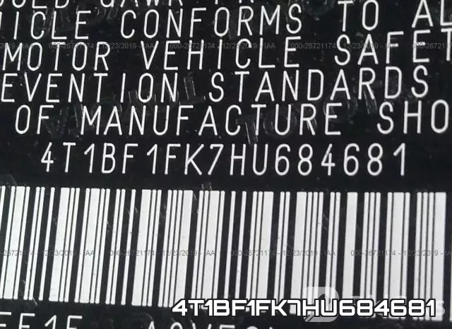 4T1BF1FK7HU684681