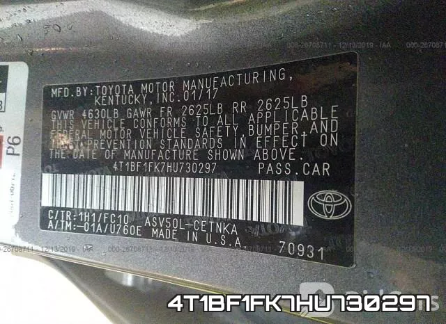 4T1BF1FK7HU730297