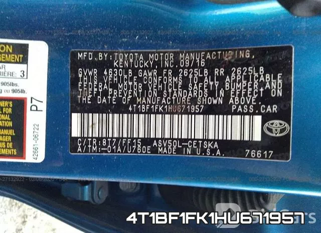 4T1BF1FK1HU671957