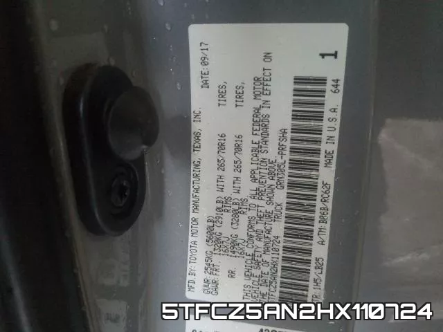 5TFCZ5AN2HX110724
