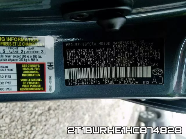 2T1BURHE1HC874828