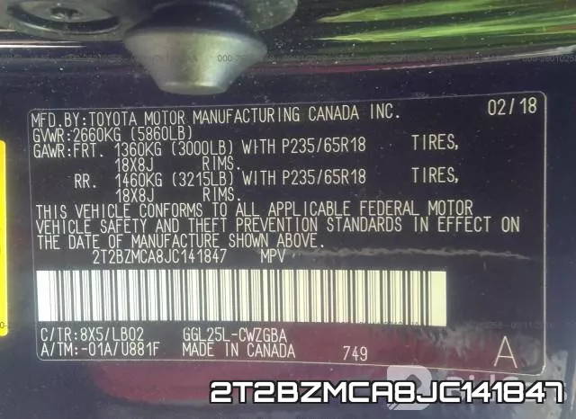 2T2BZMCA8JC141847