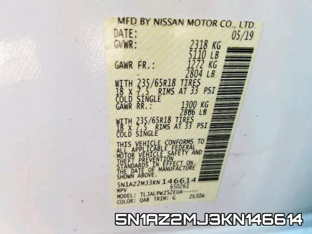 5N1AZ2MJ3KN146614