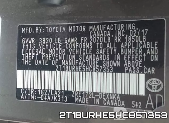 2T1BURHE5HC857353