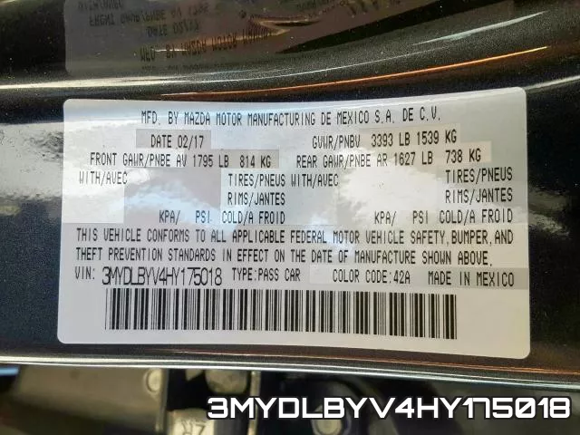 3MYDLBYV4HY175018