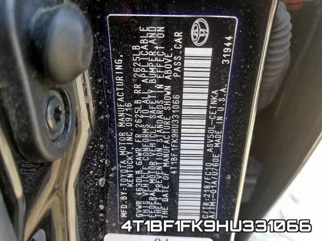 4T1BF1FK9HU331066