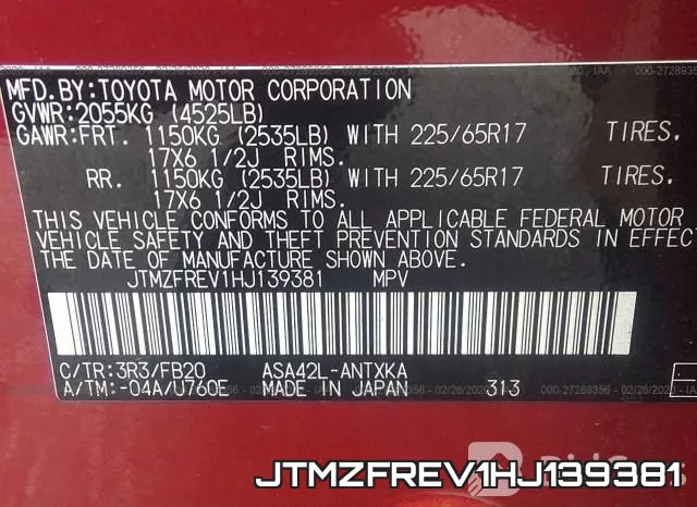 JTMZFREV1HJ139381