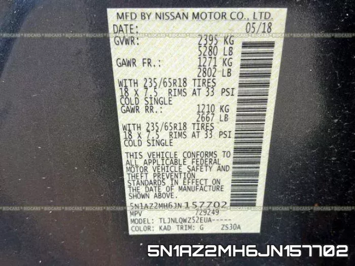 5N1AZ2MH6JN157702