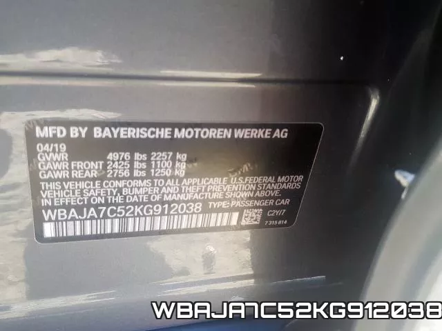 WBAJA7C52KG912038