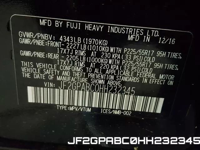 JF2GPABC0HH232345