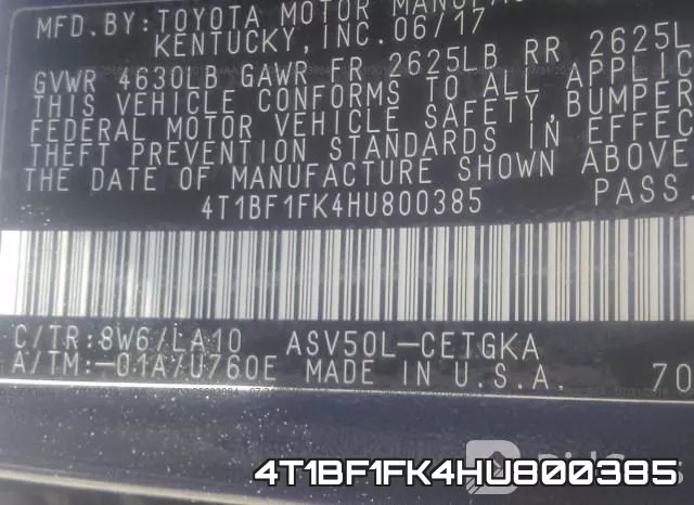 4T1BF1FK4HU800385