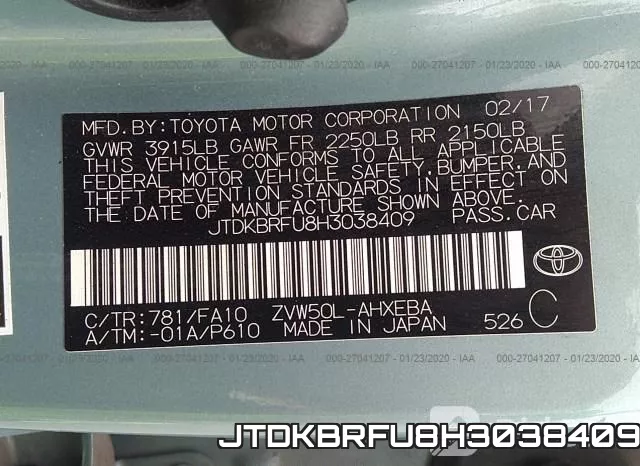 JTDKBRFU8H3038409