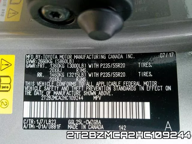 2T2BZMCA2HC109244