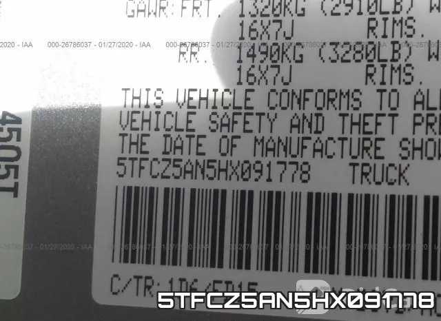 5TFCZ5AN5HX091778