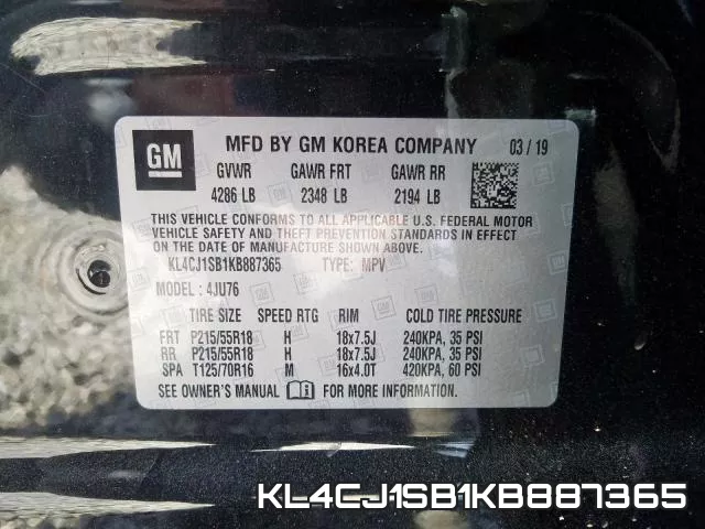 KL4CJ1SB1KB887365