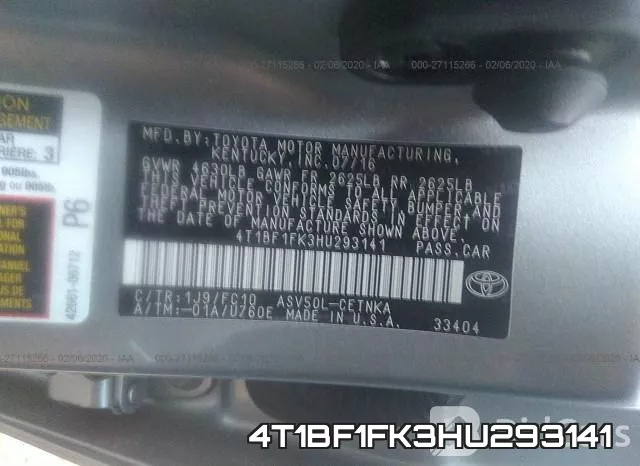 4T1BF1FK3HU293141