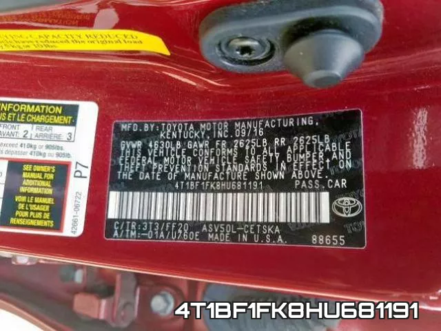 4T1BF1FK8HU681191