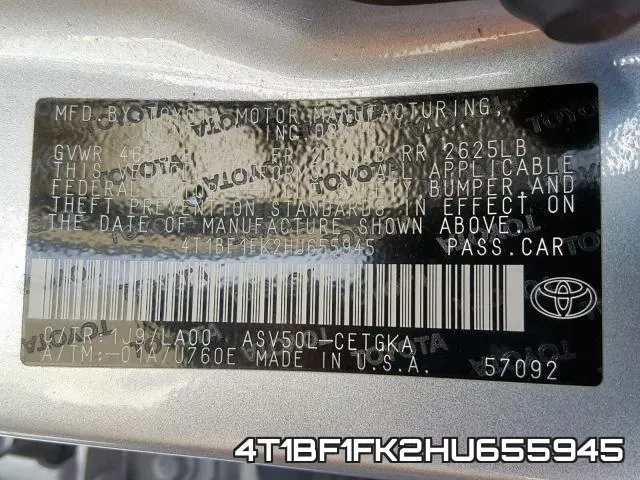 4T1BF1FK2HU655945