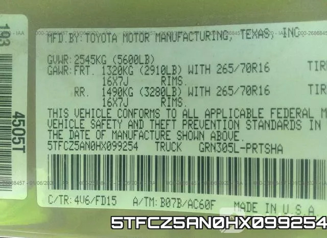 5TFCZ5AN0HX099254