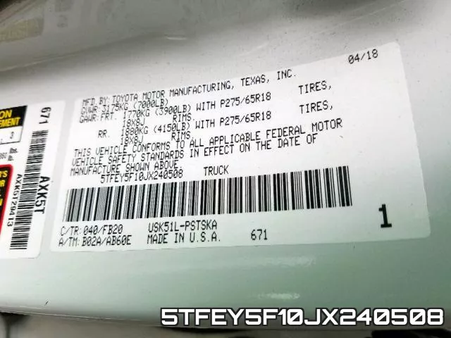 5TFEY5F10JX240508
