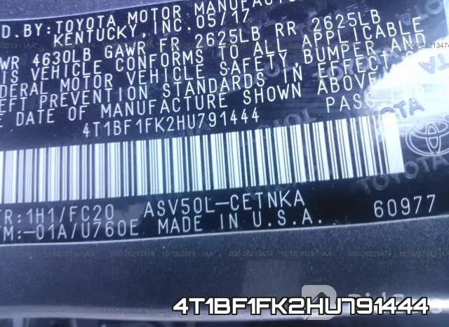 4T1BF1FK2HU791444