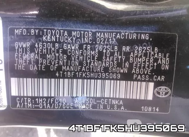 4T1BF1FK5HU395069