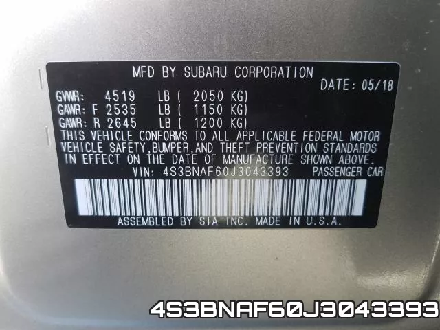 4S3BNAF60J3043393