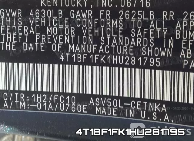 4T1BF1FK1HU281795